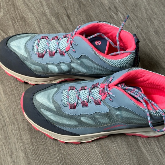 Merrell Women's Moab Speed Mid Waterproof Blue & Coral Hiking Sneaker - Size 7 - Picture 4 of 9